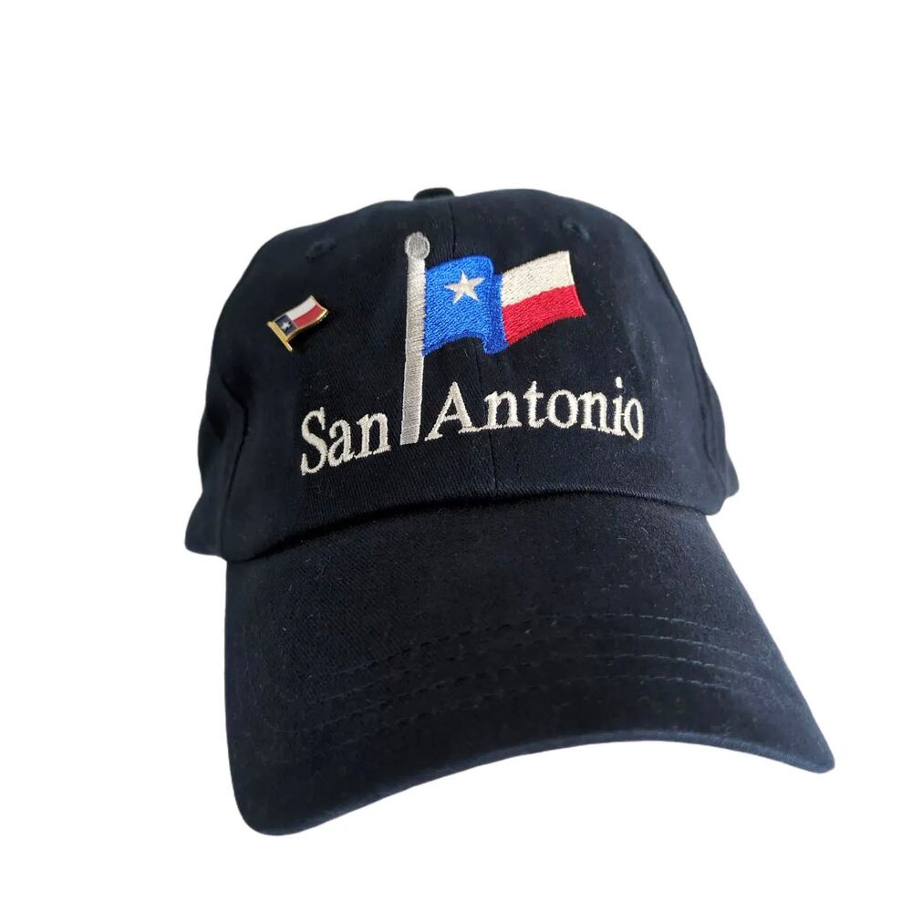 San Antonio Texas Navy‎ Baseball Hat Ball Cap & Flag Pin Souvenir Adjustable